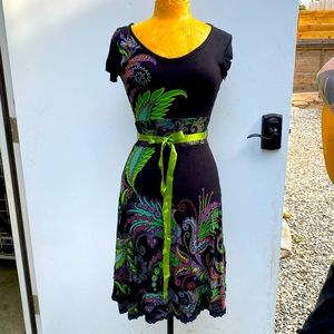 Desigual Unique Midi Dress, 100% Viscose, Ribbon Belt